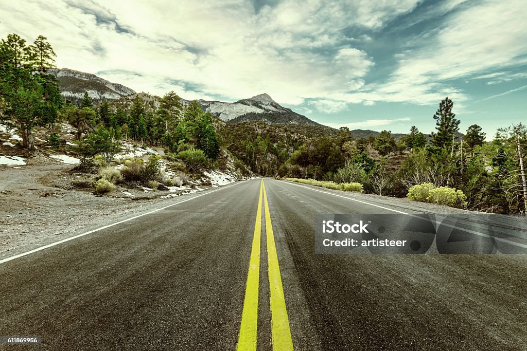 Highway Road in the Mountain City Stock Photo