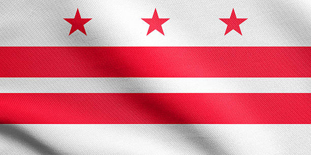 istock Flag of Washington, D.C. waving, fabric texture 611872502