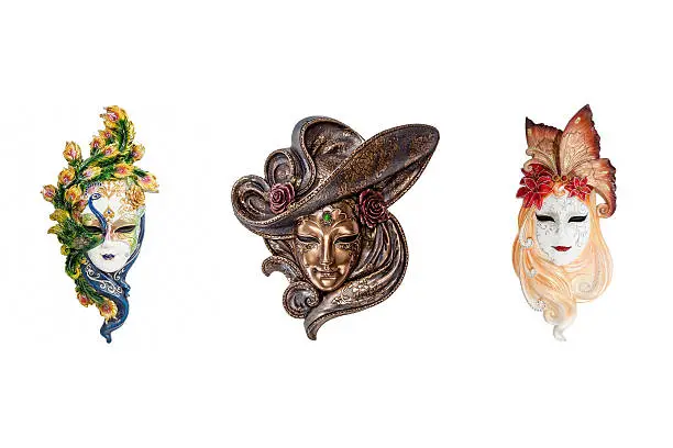 Venetian full-face masks for Venice Carnival.