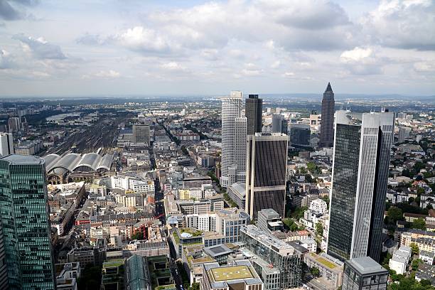 istock Frankfurt cityscape from Main tower, Germany 611872982