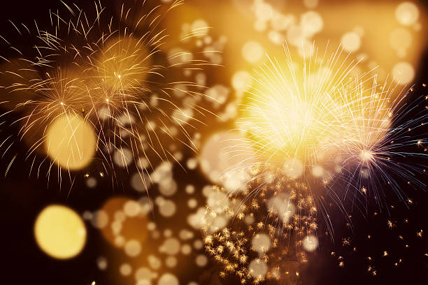 istock Abstract holiday background - fireworks at New Year 611873798