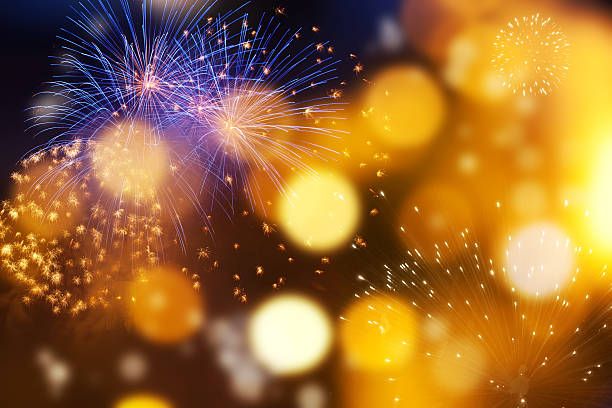 istock Abstract holiday background - fireworks at New Year 611874146
