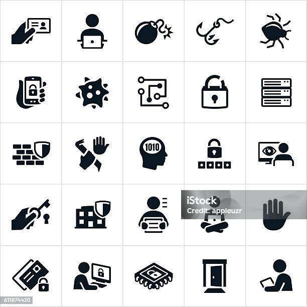 Cyber Security Icons Stock Illustration - Download Image Now - Icon Symbol, Data, Network Security