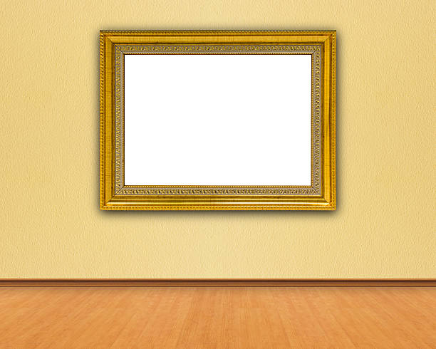istock Golden Frame on The Yellow Wall 611875328