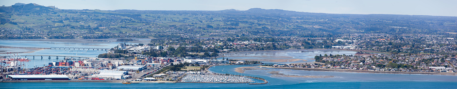 The panoramic view of Tauranga town in New Zealand.