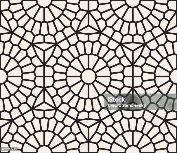 Vector Seamless Black And White Geometric Lace Grid Pattern Stock  Illustration - Download Image Now - iStock