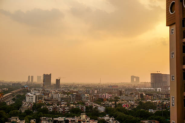 istock Evening over Noida delhi buildings 611879620