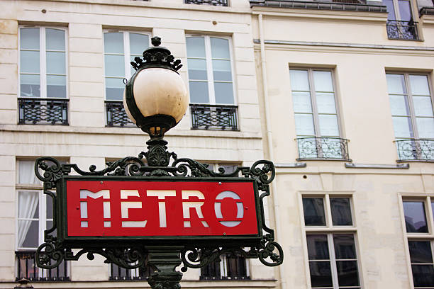 istock Paris Balconies and metro sign 611879926