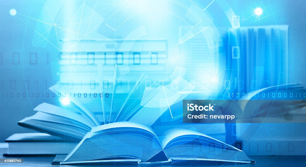 e libro apprendimento digitale - Foto stock royalty-free di Tecnologia