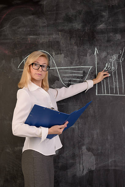 istock Young woman doing business presentation 611881870