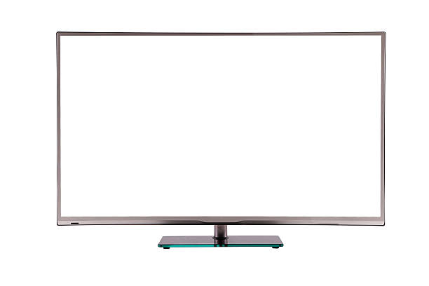 istock modern slim plasma TV on a black stand isolated 611883286