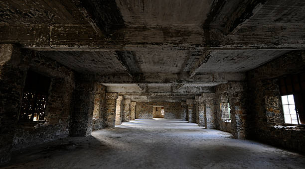 istock Empty abandoned creepy hotel room 611883348