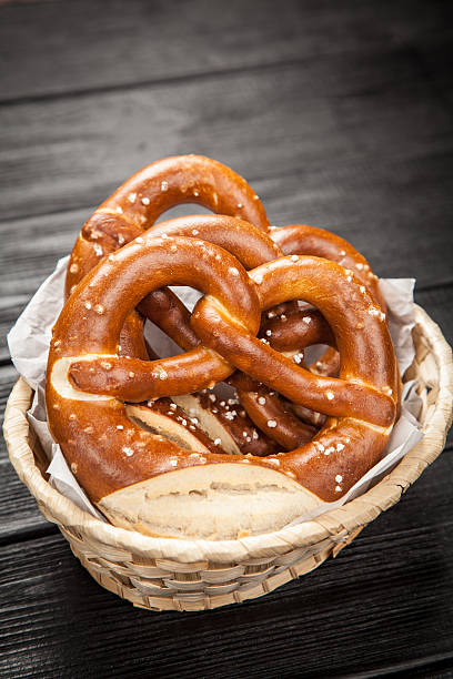istock Pretzels on wooden table 611886236