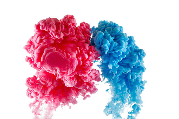 istock Color ink paint in water, photographed motion, isolated on white. 611889782
