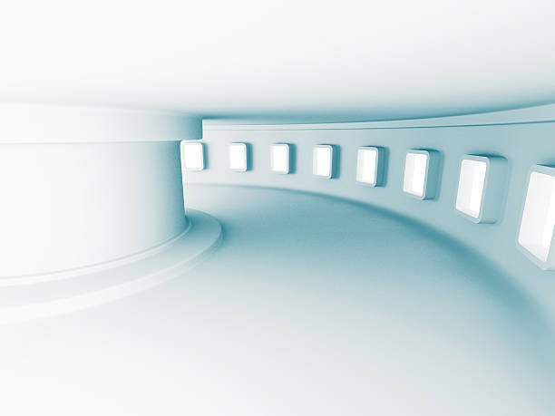 istock Blue Corridor Futuristic Architecture Background 611891936