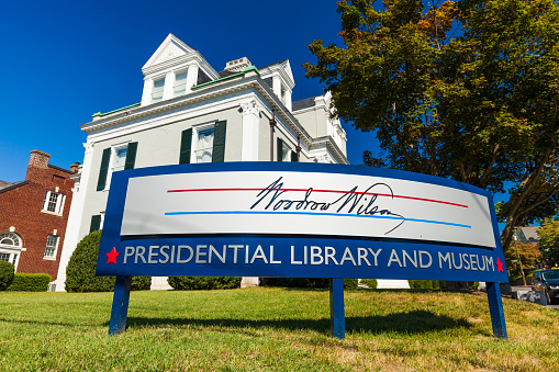 Staunton, Virginia, USA - September 23, 2016: The Woodrow Wilson Presidential Library and Museum in Staunton, Virginia on a sunny day.