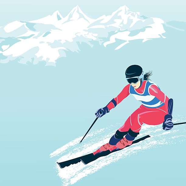 ilustrações de stock, clip art, desenhos animados e ícones de slalom and downhill skiing. - slalom skiing