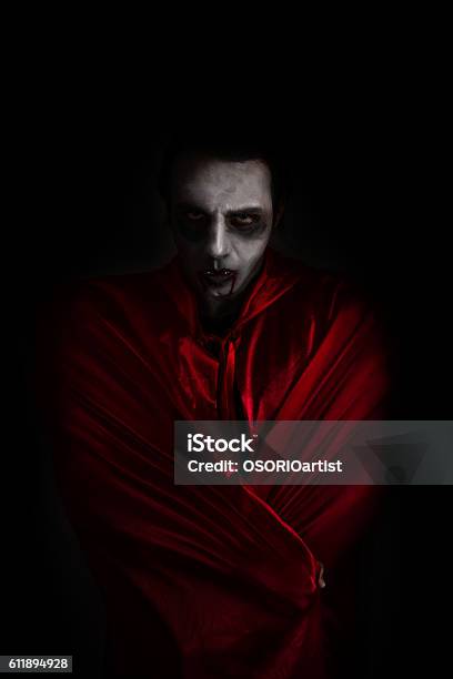 Man Dressed As A Vampire For Halloween Stock Photo - Download Image Now - Vampire, Adult, Blood