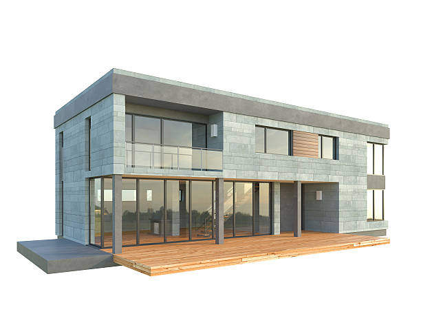 istock Picture of modern architecture, isolated building, 3D rendering 611894940