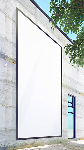 istock Billboard on the concrete wall, big poster, 3d rendering 611895470