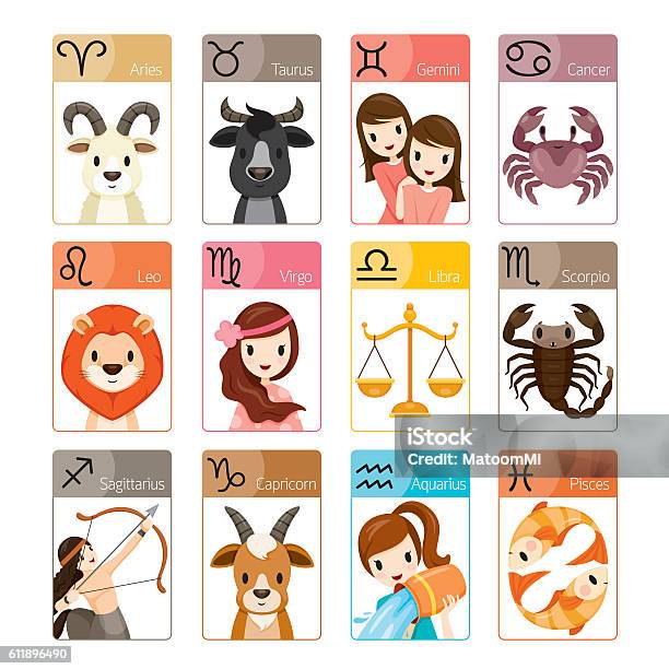 Zodiac Signs Icons Set Stock Illustration - Download Image Now - Astrology Sign, Number 12, Capricorn