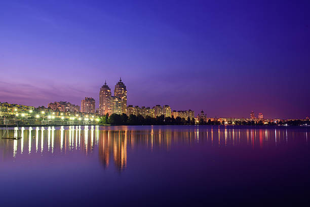 istock Night embankment with illumination 611896644