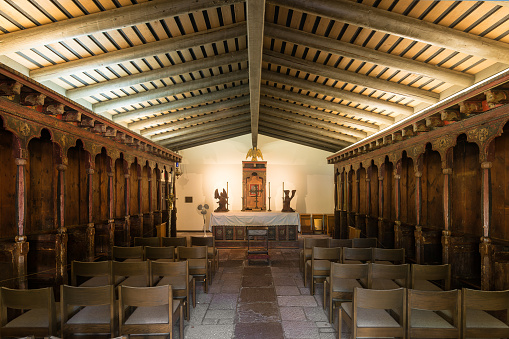 San Diego, California, USA - August 7, 2016: Interior of the chapel at Mission San Diego Alcala in California