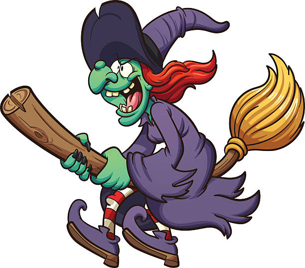 Cartoon witch vector art illustration