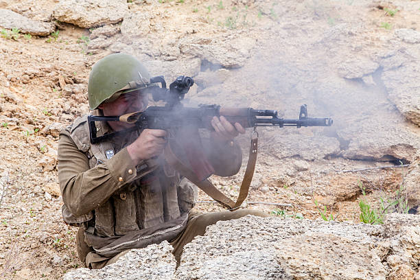 Soviet paratrooper in Afghanistan Soviet paratrooper in Afghanistan during the Soviet Afghan War spetsnaz stock pictures, royalty-free photos & images
