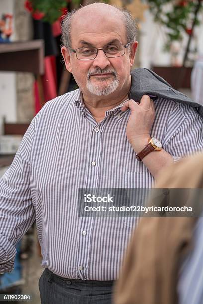 Salman Rushdie In Obidos Portugal Stock Photo - Download Image Now - Literature, No People, Obidos