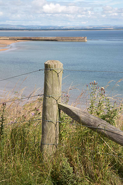 istock Wooden Post and Beach at St Andrews; Scotland 611904182
