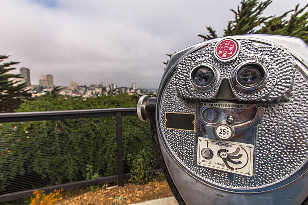 istock Coin operated binocular in city 611987114