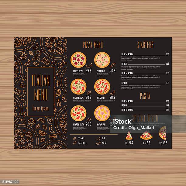Pizza Menu Design Stock Illustration - Download Image Now - Menu, Pizza, Brochure