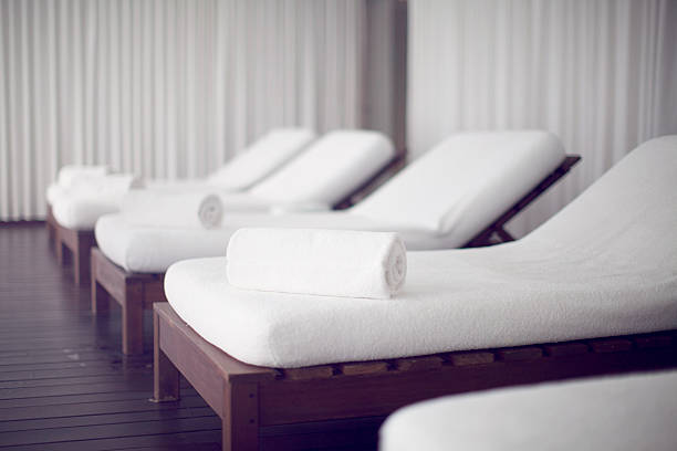 Spa relaxing beds Spa relaxing beds spa room stock pictures, royalty-free photos & images