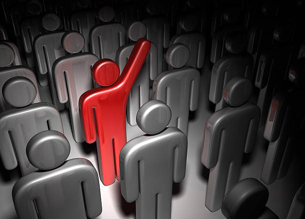 istock standing out from the crowd concept  3d illustration 611989346