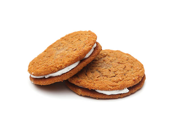 haferflocken sandwich cookies - cookie sugar oatmeal isolated stock-fotos und bilder