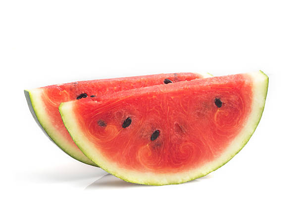 istock Sliced of Watermelon on isolated white background 611995838