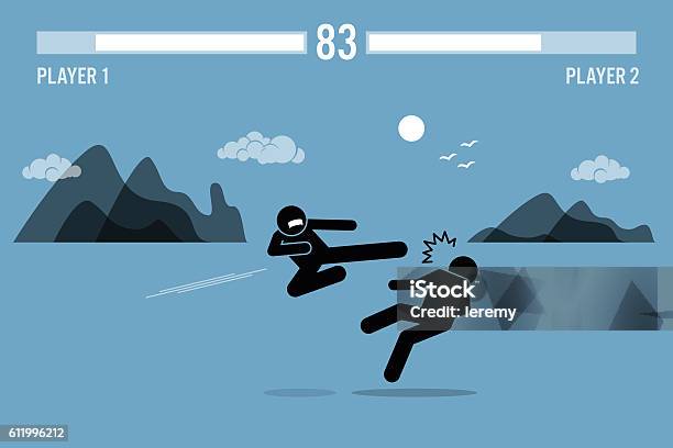 Stick Figure Fighter Inside Video Game Stock Illustration - Download Image Now - Fighting, Video Game, Leisure Games