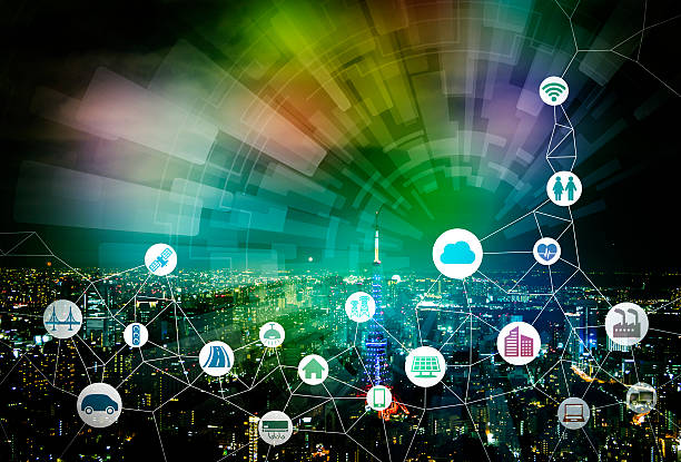 istock smart city and internet of things, various communication devices 611998208