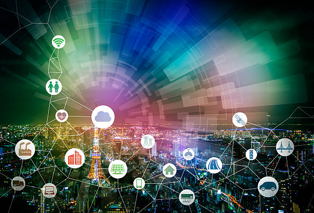 istock smart city and internet of things, various communication devices 611998230