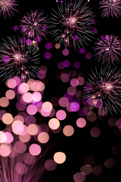 istock Fireworks and defocused lights on a black background 612000618