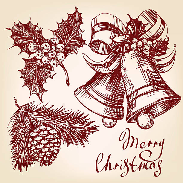 ilustrações de stock, clip art, desenhos animados e ícones de christmas decorations set hand drawn vector llustration sketch - japanese lantern