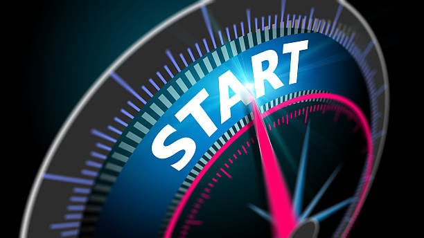 istock The speedometer shows the motion blur word Start 612002088