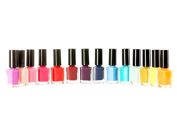 istock Bottles of nail polish isolated on a white 612003942