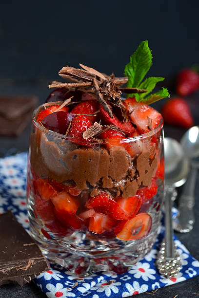 istock dessert with chocolate, strawberries and cream 612004176