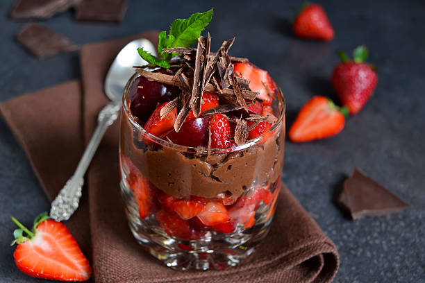 istock dessert with chocolate, strawberries and cream 612004198