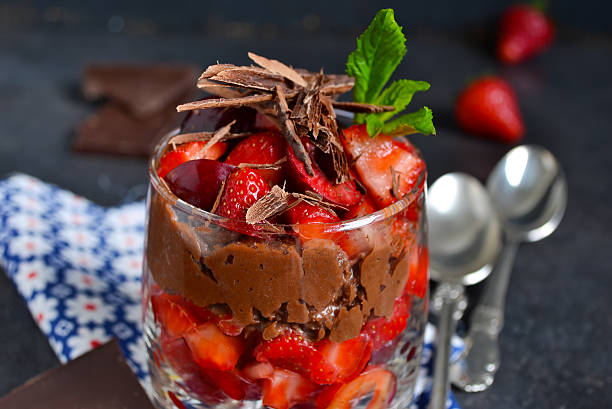 istock dessert with chocolate, strawberries and cream 612004298