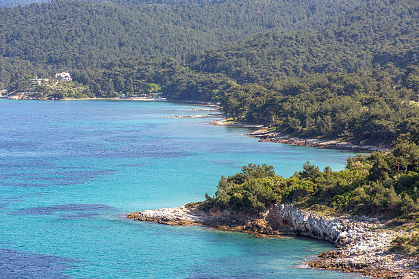 coast of thassos island at kavala greece