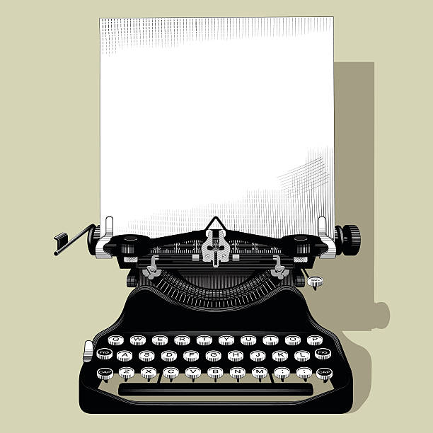 рисунок старой пишущей машинки - пишущая машинка stock illustrations