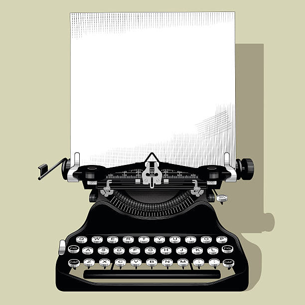 Drawing Of Old Typewriter Stock Illustration - Download Image Now